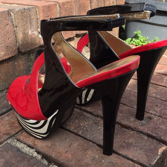 COLOR BLOCK MULTI ZEBRA PLATFORM PATENT SUEDE HEEL - Picture 2 of 6